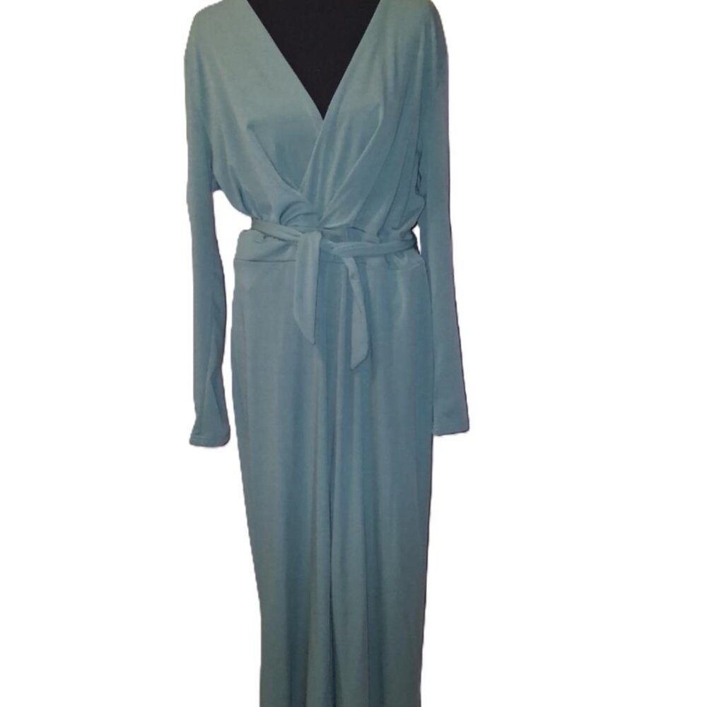 le Green Tie-Waist Jumpsuit | 3/4 Sleeve | Size L–XL - Picture 2 of 4